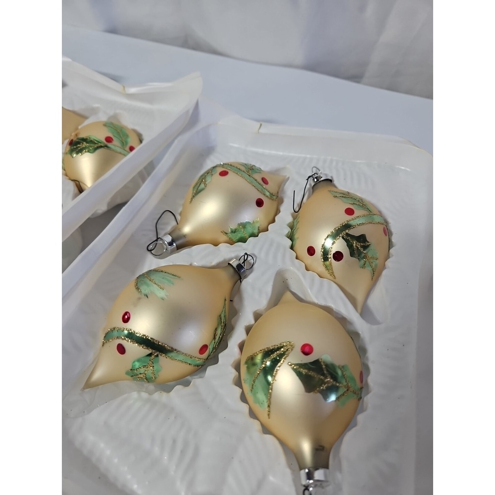 vintage christmas ornaments Christmas By Krebs Lot Of 8 Designer Glass With Crwn - Picture 5 of 7
